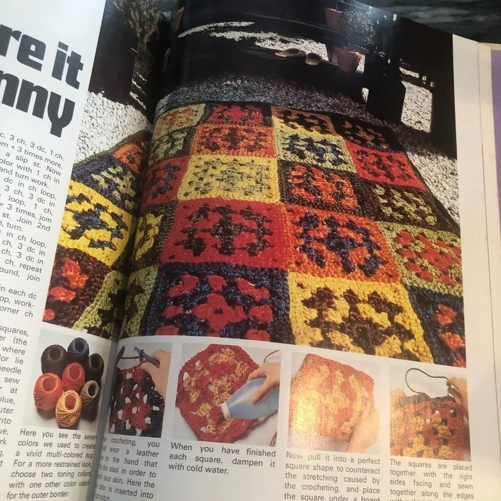 Home decorating with knitting and crochet Mary Harding 1973 1975 BoHo needlework - Picture 13 of 15